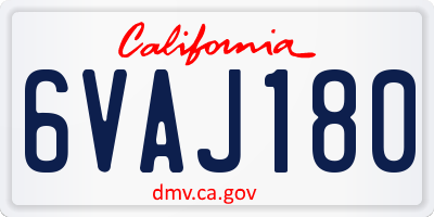 CA license plate 6VAJ180