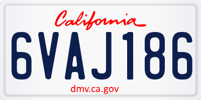 CA license plate 6VAJ186
