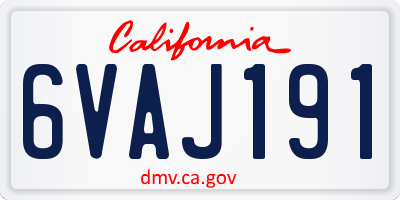 CA license plate 6VAJ191