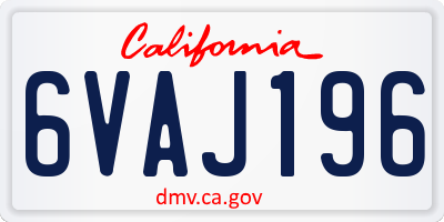 CA license plate 6VAJ196