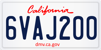 CA license plate 6VAJ200