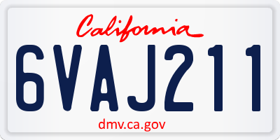 CA license plate 6VAJ211