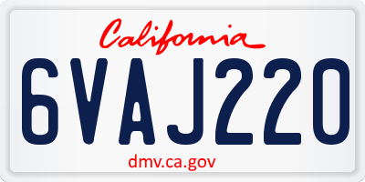CA license plate 6VAJ220
