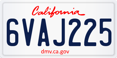 CA license plate 6VAJ225