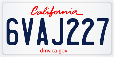 CA license plate 6VAJ227