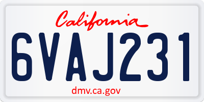CA license plate 6VAJ231