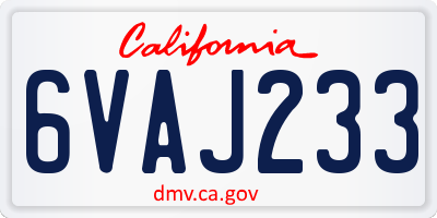 CA license plate 6VAJ233