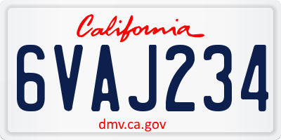 CA license plate 6VAJ234