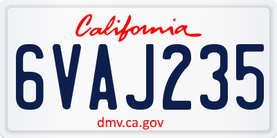 CA license plate 6VAJ235
