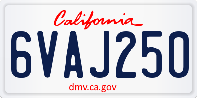 CA license plate 6VAJ250