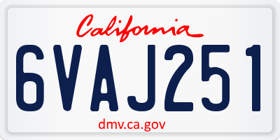 CA license plate 6VAJ251