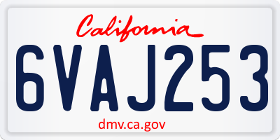 CA license plate 6VAJ253