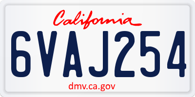 CA license plate 6VAJ254