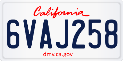 CA license plate 6VAJ258