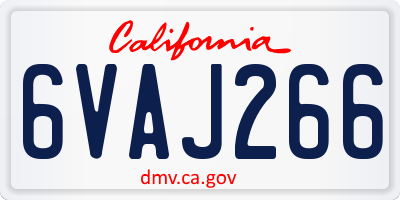 CA license plate 6VAJ266