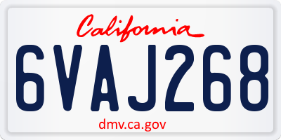 CA license plate 6VAJ268