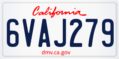 CA license plate 6VAJ279