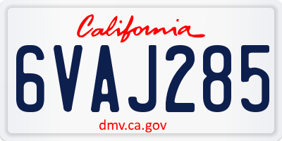 CA license plate 6VAJ285