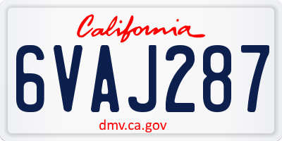CA license plate 6VAJ287