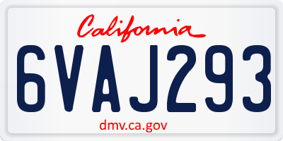 CA license plate 6VAJ293