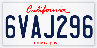 CA license plate 6VAJ296