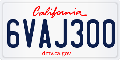 CA license plate 6VAJ300