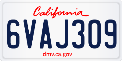 CA license plate 6VAJ309