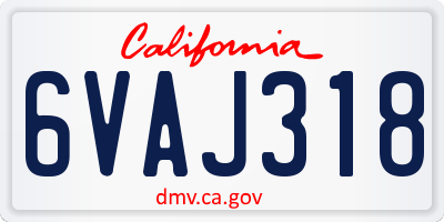 CA license plate 6VAJ318