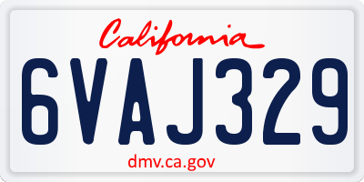 CA license plate 6VAJ329
