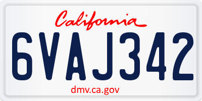 CA license plate 6VAJ342