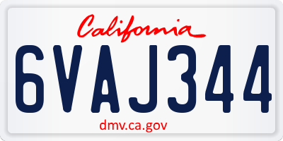 CA license plate 6VAJ344