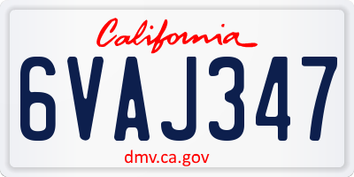 CA license plate 6VAJ347