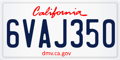 CA license plate 6VAJ350