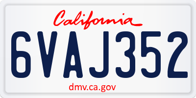 CA license plate 6VAJ352