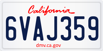 CA license plate 6VAJ359