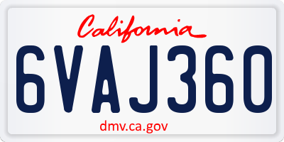 CA license plate 6VAJ360
