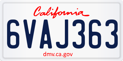 CA license plate 6VAJ363