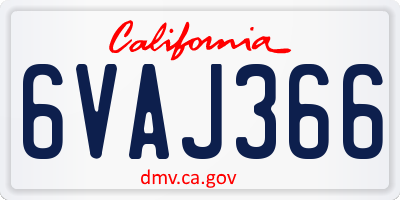 CA license plate 6VAJ366