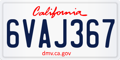 CA license plate 6VAJ367