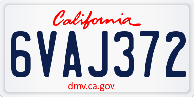 CA license plate 6VAJ372