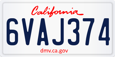 CA license plate 6VAJ374