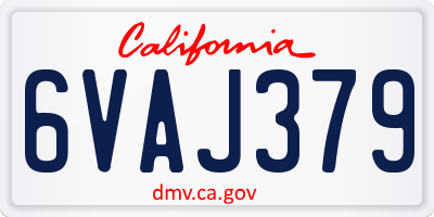 CA license plate 6VAJ379