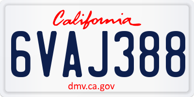 CA license plate 6VAJ388