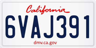 CA license plate 6VAJ391