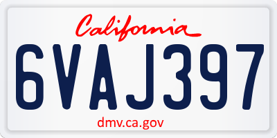 CA license plate 6VAJ397