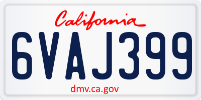 CA license plate 6VAJ399