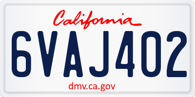 CA license plate 6VAJ402