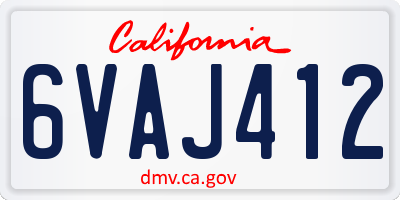 CA license plate 6VAJ412