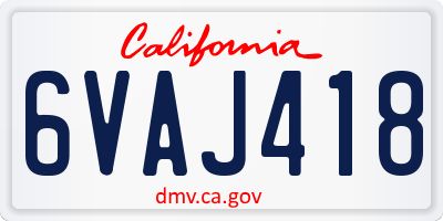 CA license plate 6VAJ418