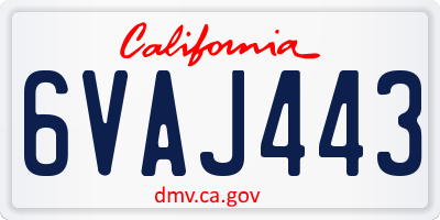 CA license plate 6VAJ443